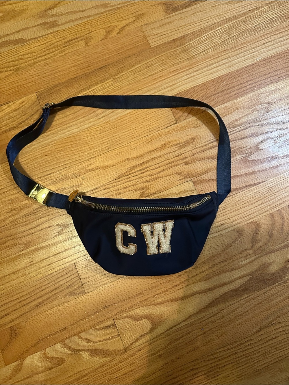 Stoney Clover Lane Navy Blue & Gold Monogram Belt Bag